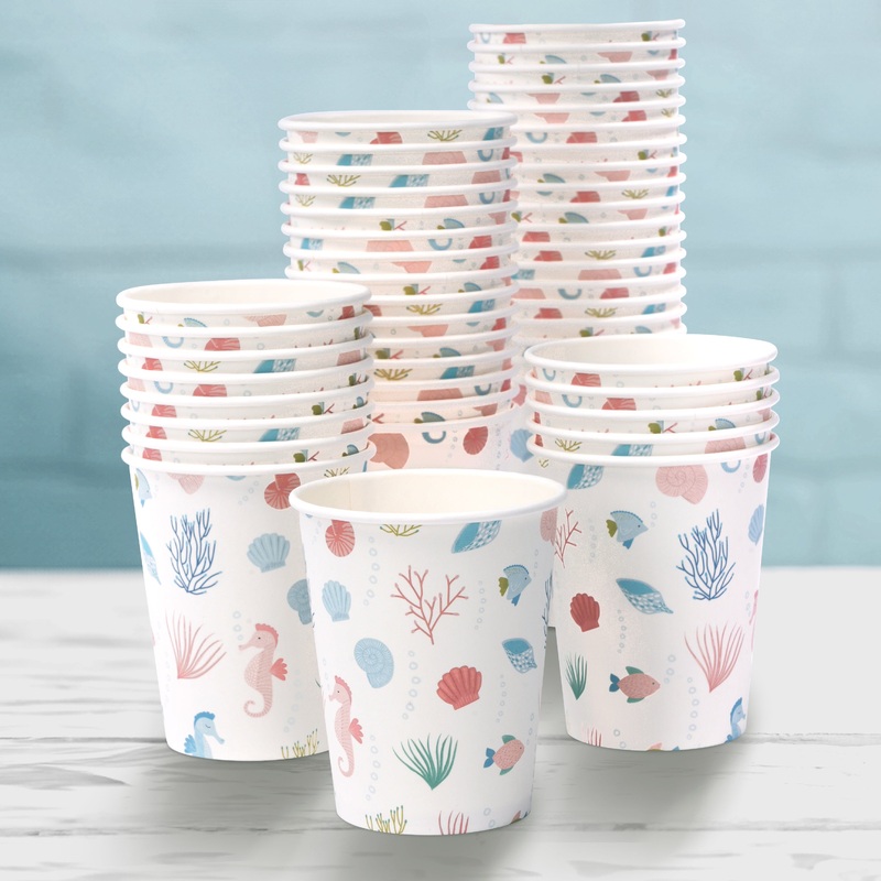 Mermaid Themed Sea Animals Prints Paper Cup (50pcs)