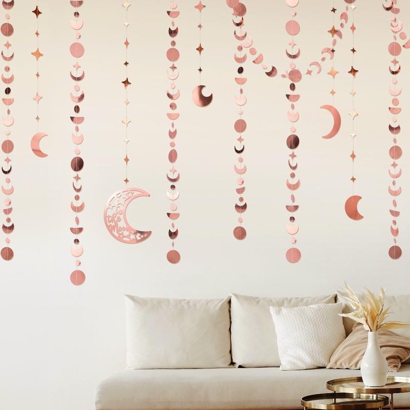 Moon and Star Garlands Set in Rose Gold (10pcs)