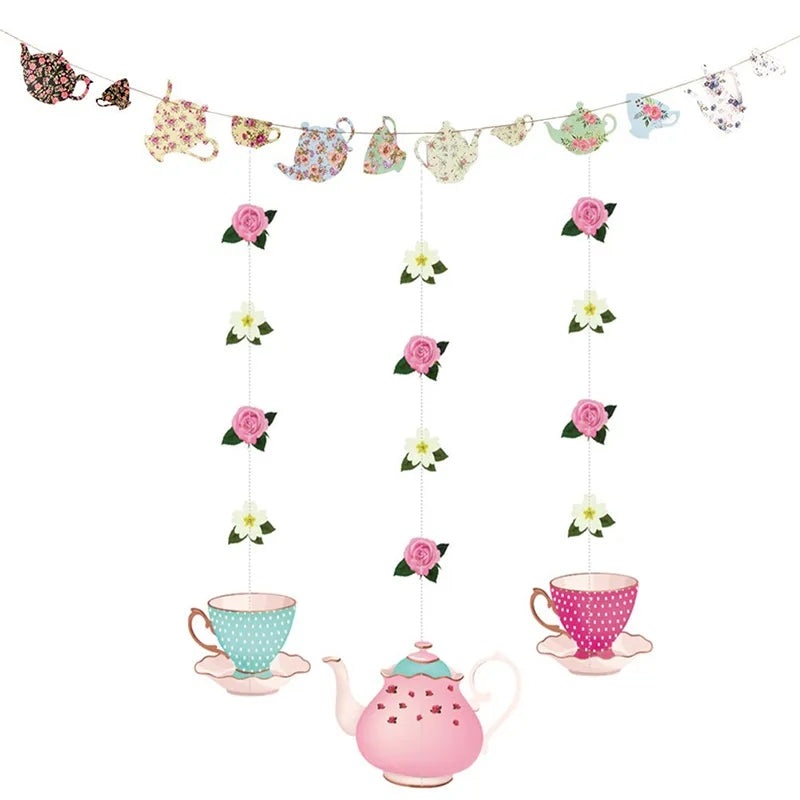 Pastel Girl's Tea Party Decoration Paper Banner Garlands