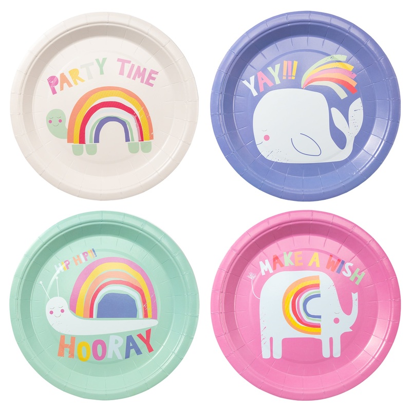 Rainbow Animal Print Party Plates Set (24pcs)