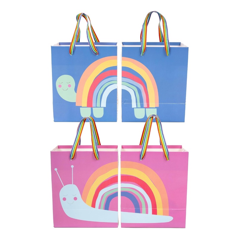 Rainbow Favor Gift Bags with Cute Snail and Turtle (12 Pcs)
