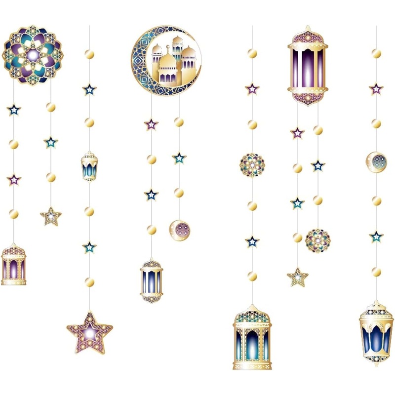 Ramadan Garlands Set in Purple, Blue and Gold (6pcs)