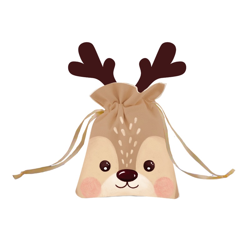 Reindeer Burlap Party Gift Bags (6pcs)