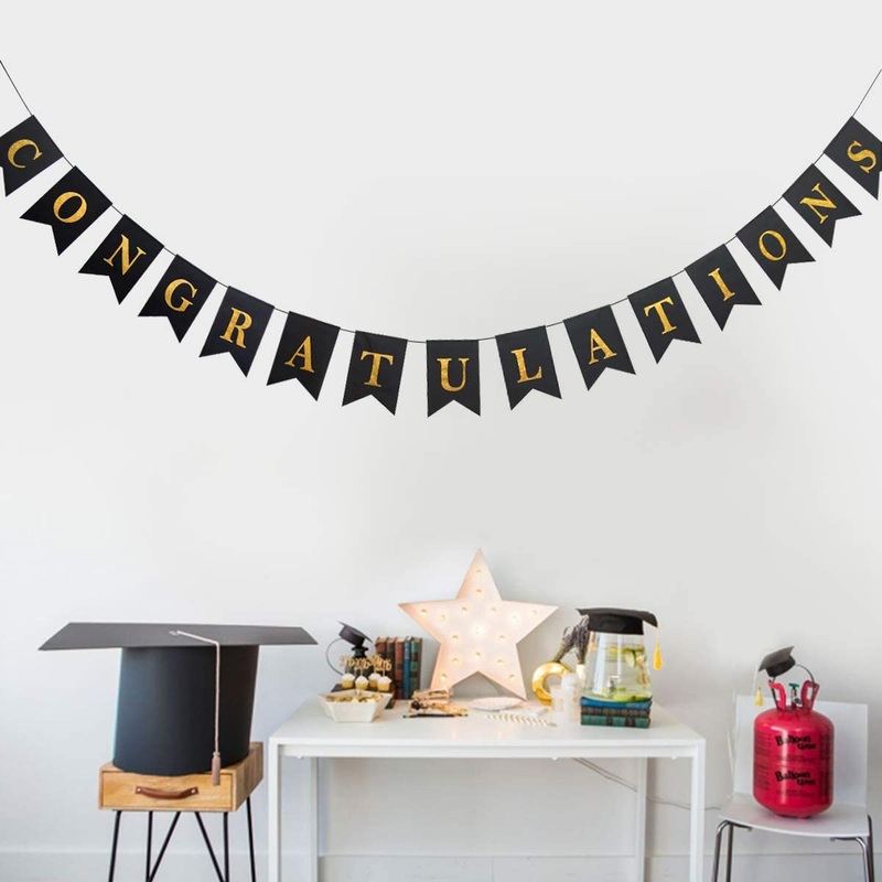 Shimmer Congratulations Banner in Gold and Black (1 pc)
