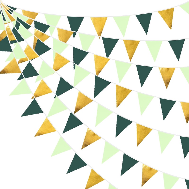 Spring Fabric Flag Banner in Dark Green, Gold & Olive Green (32Ft)