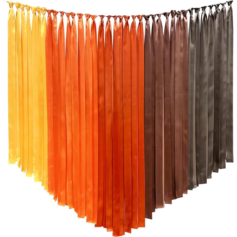 Thanksgiving Ombre Brown & Orange Satin Ribbon Streamer (197Ft)