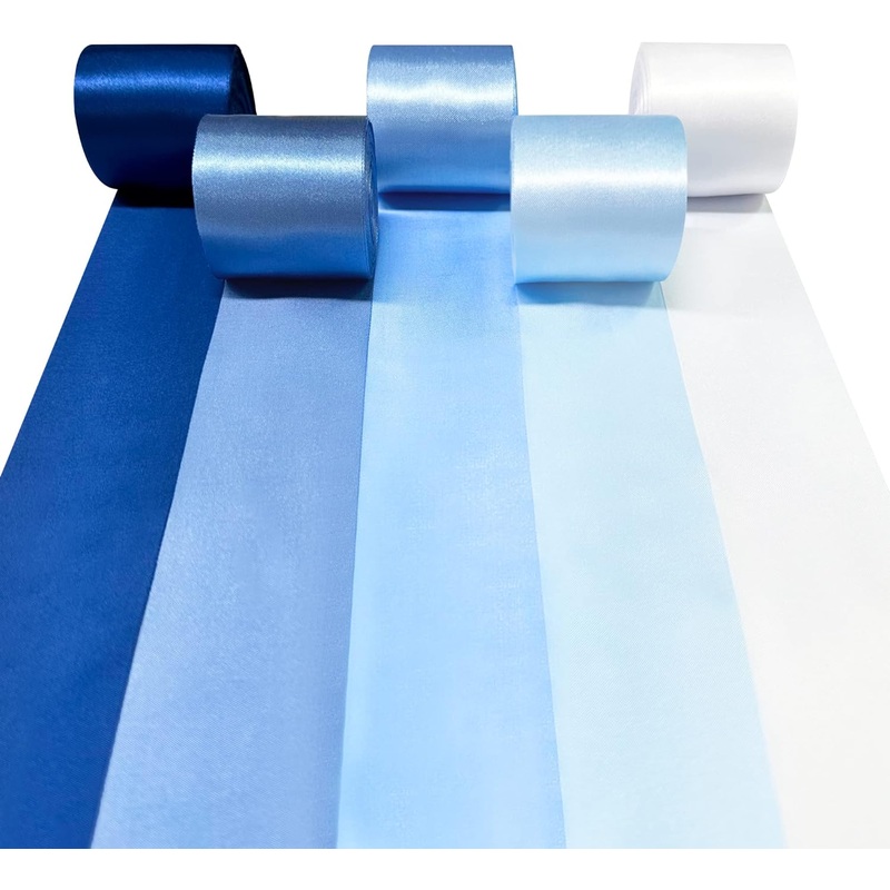 Under the Sea Party Satin Ribbon in Ombre Blue & White (197Ft)