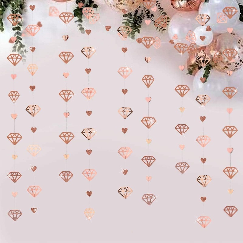 Valentine's Day Rose Gold Diamond and Heart Hanging Garland (52Ft)