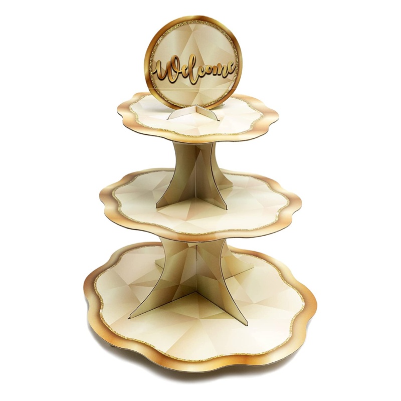 Welcome 3-tier Champagne Gold Cupcake Stand