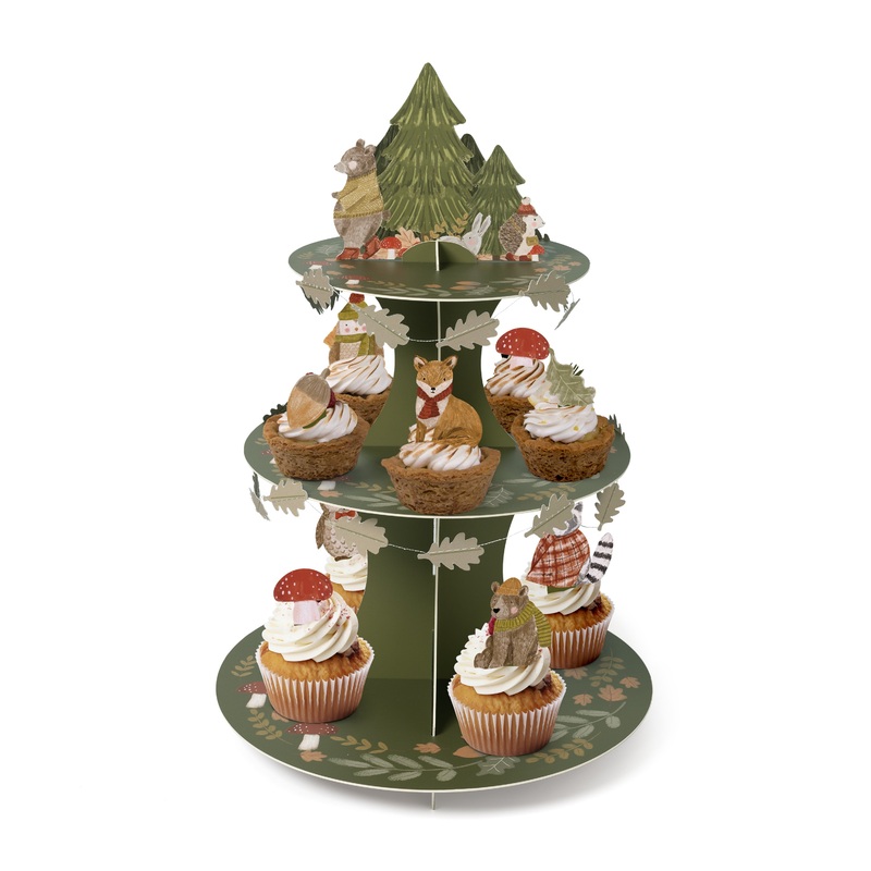 Woodland Animals Cupcake Stand and Cake Toppers set (32 Pcs)