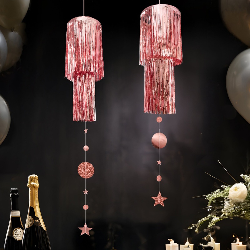 2-Tiers Rose Gold Chandeliers and Garlands (4pcs)