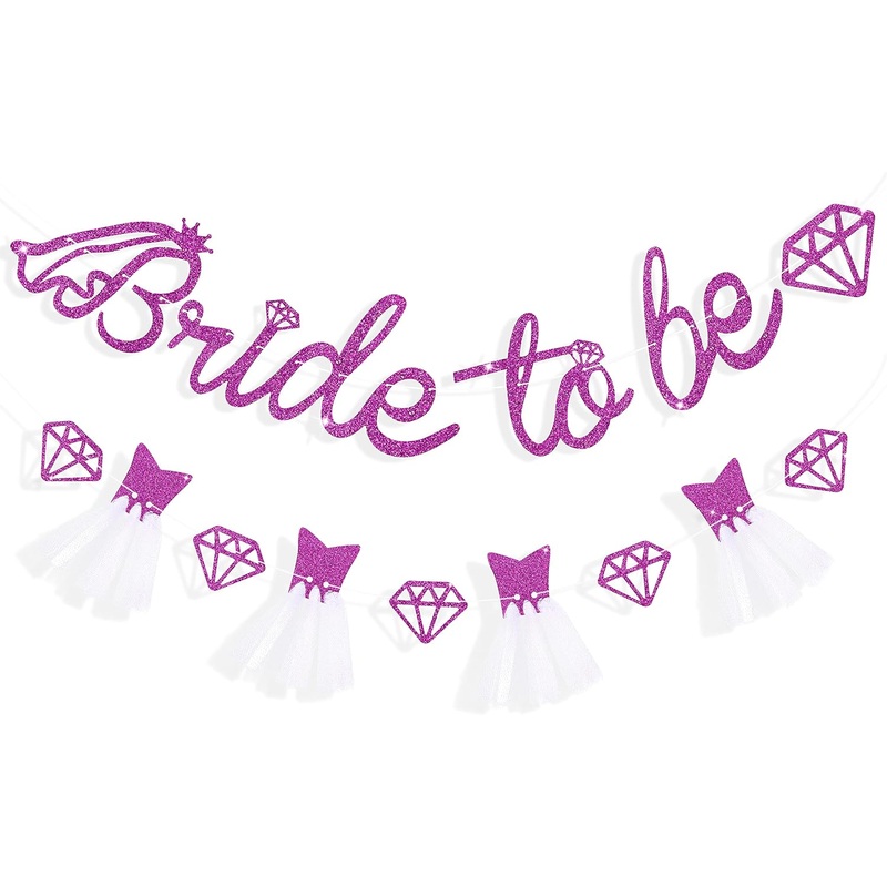 'Bride To Be' Bridal Shower Banner in Purple Glitter (6m)