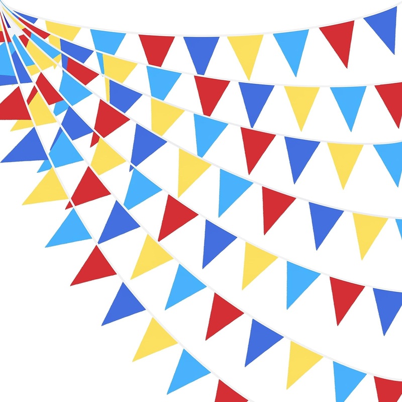Carnival Circus Party Bunting Flag Banner in Red, Blue & Yellow (32Ft)