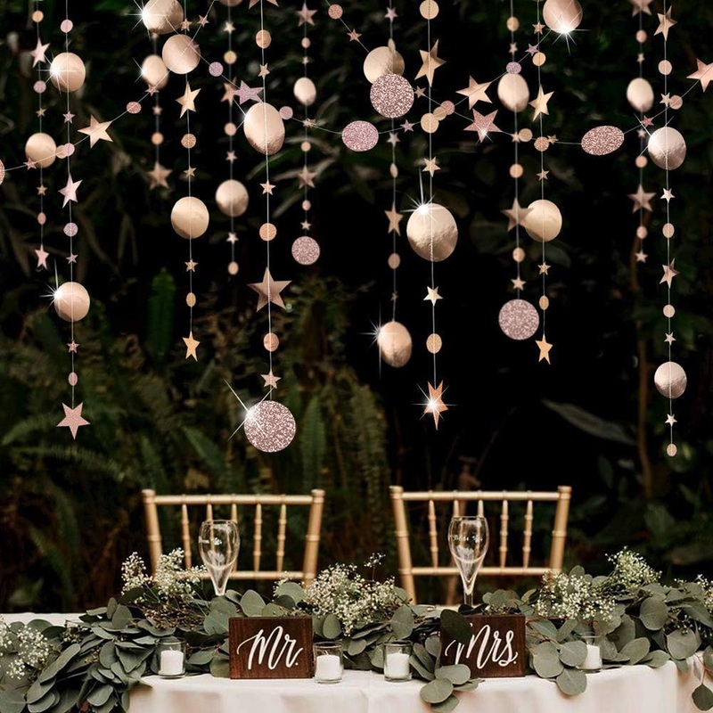 Champagne Gold Moons and Stars Garland (39Ft)