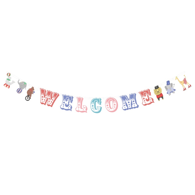 Colorful Circus Party Welcome Banner with Animals