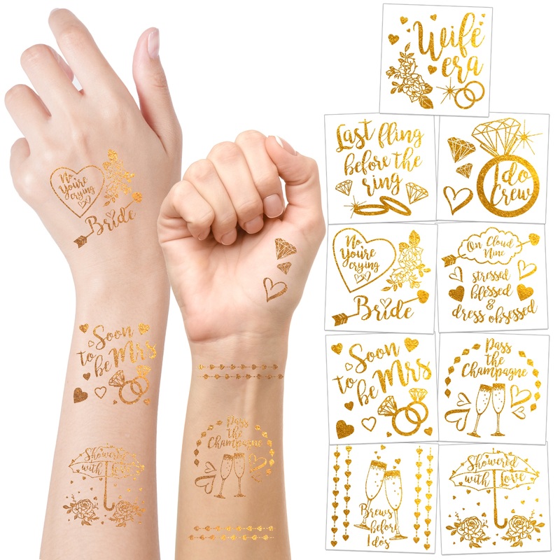 Gold Bridal Shower Temporary Tattoos 108 pcs
