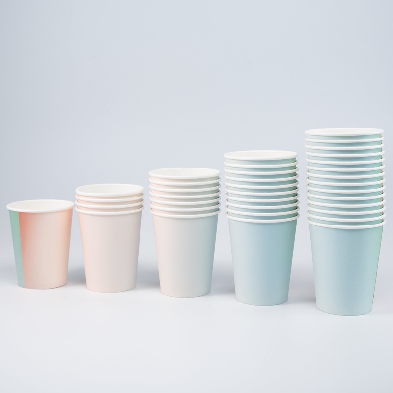 Mermaid Party Blue to Pink Gradient Disposable Paper Cups (50 pcs)