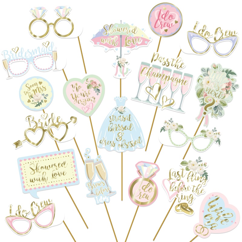 Pastel Bridal Shower Photo Props Set (18pcs)