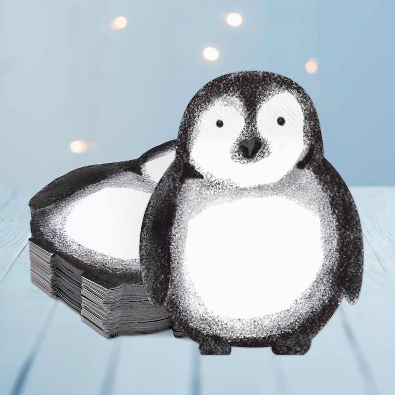 Penguin Shaped Paper Napkins for Birthday Party (50 pcs)