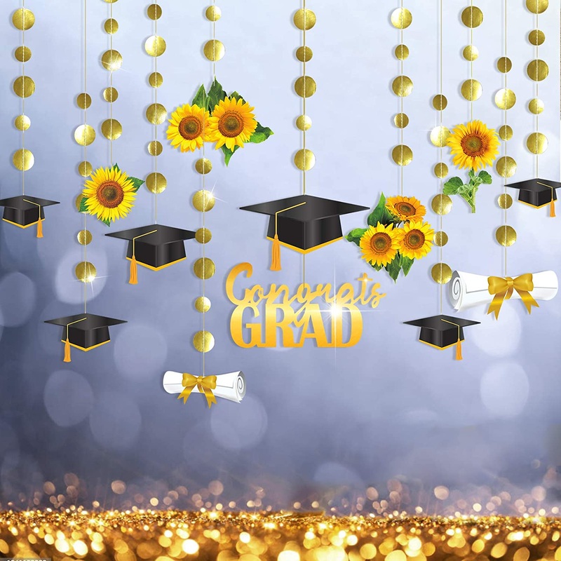 Sunflower and Black Cap 'Congrats Grad' Graduation Banners (13pcs)