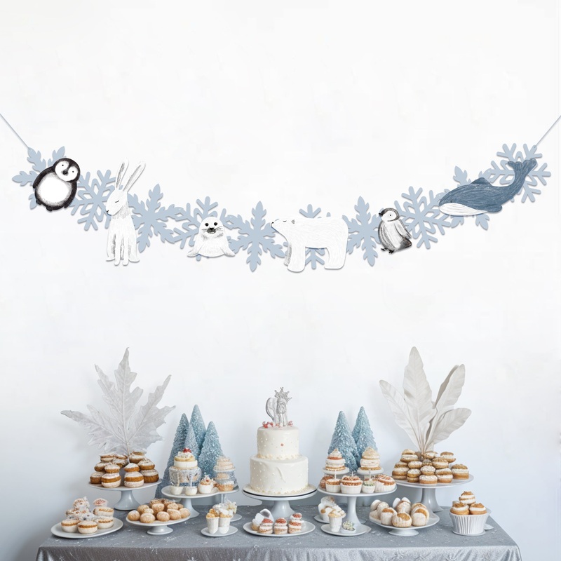 Winter Friends Snowflake Banner with Rabbit & Whale (2m)